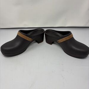 Crocs Sarah Clogs Mules Size 11 Dual Comfort Shoes Women's Brown Chunky